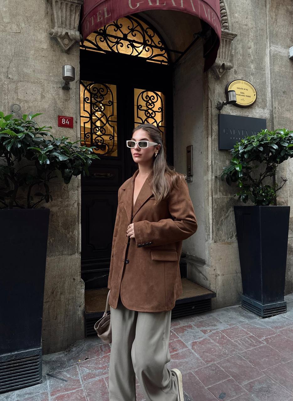 Blazer effet suède Marron