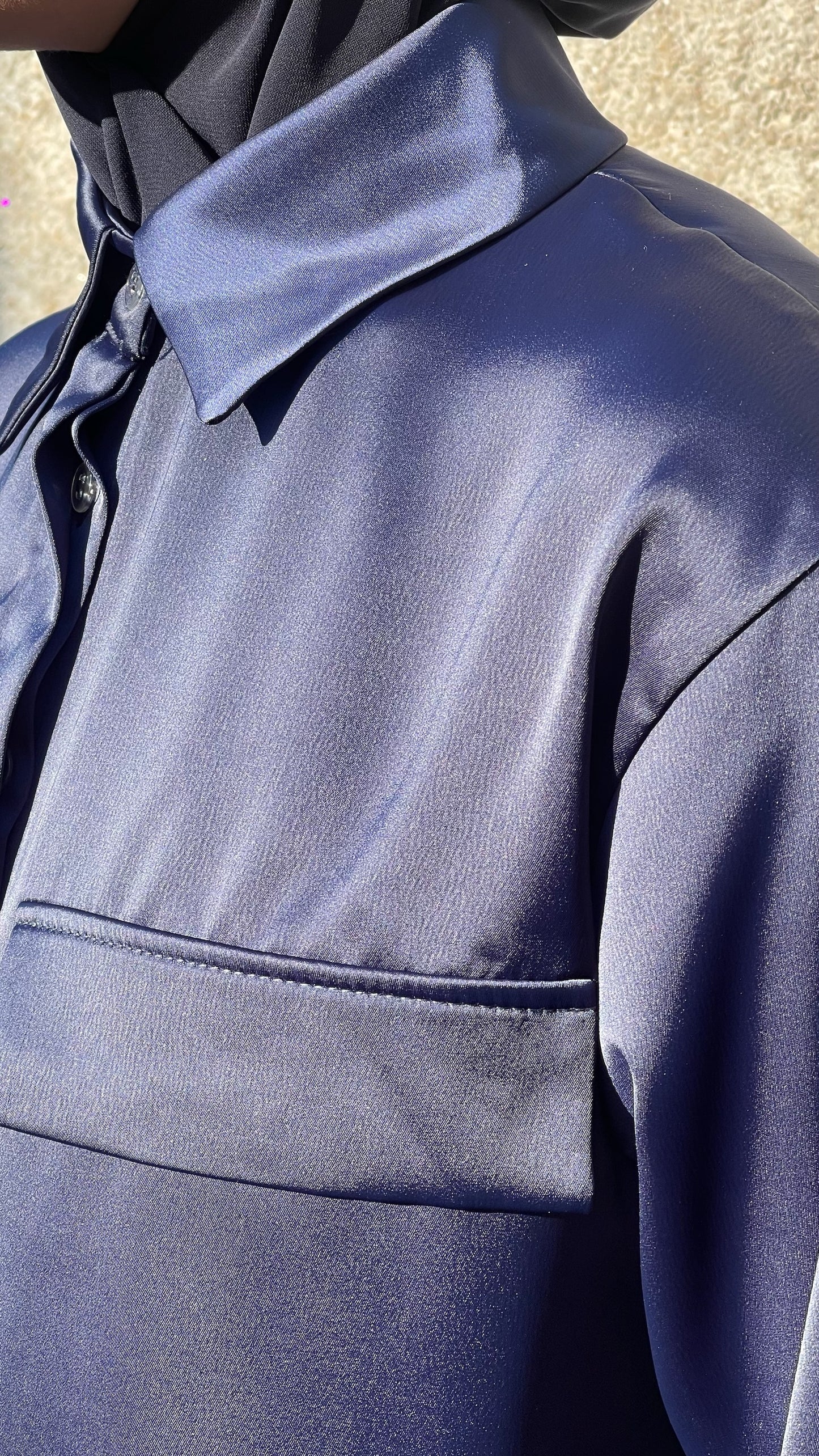 Chemise satinée Bleu