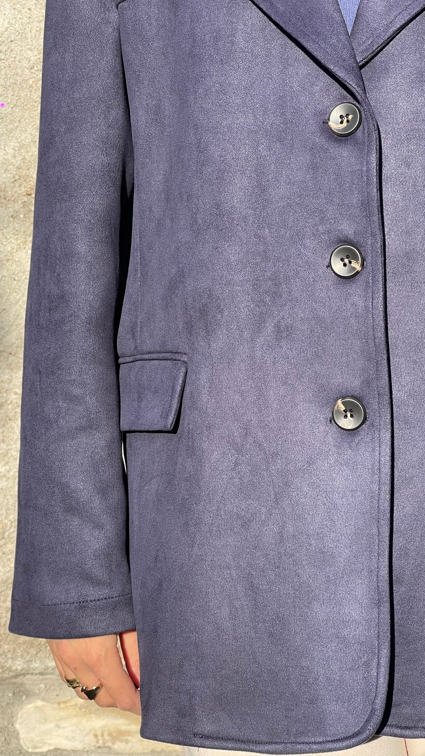 Blazer effet suède Bleu Marine