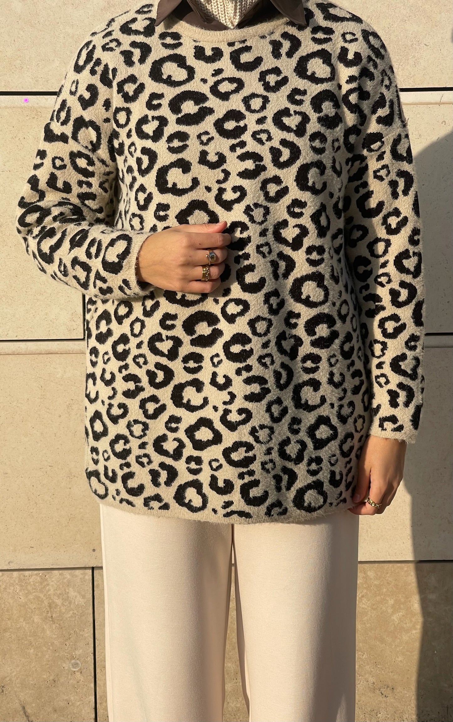 Pull à motif léopard