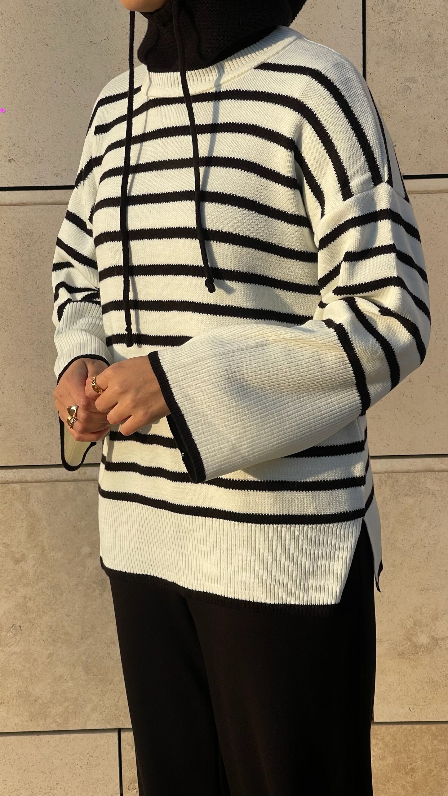 Pull basic en maille rayé