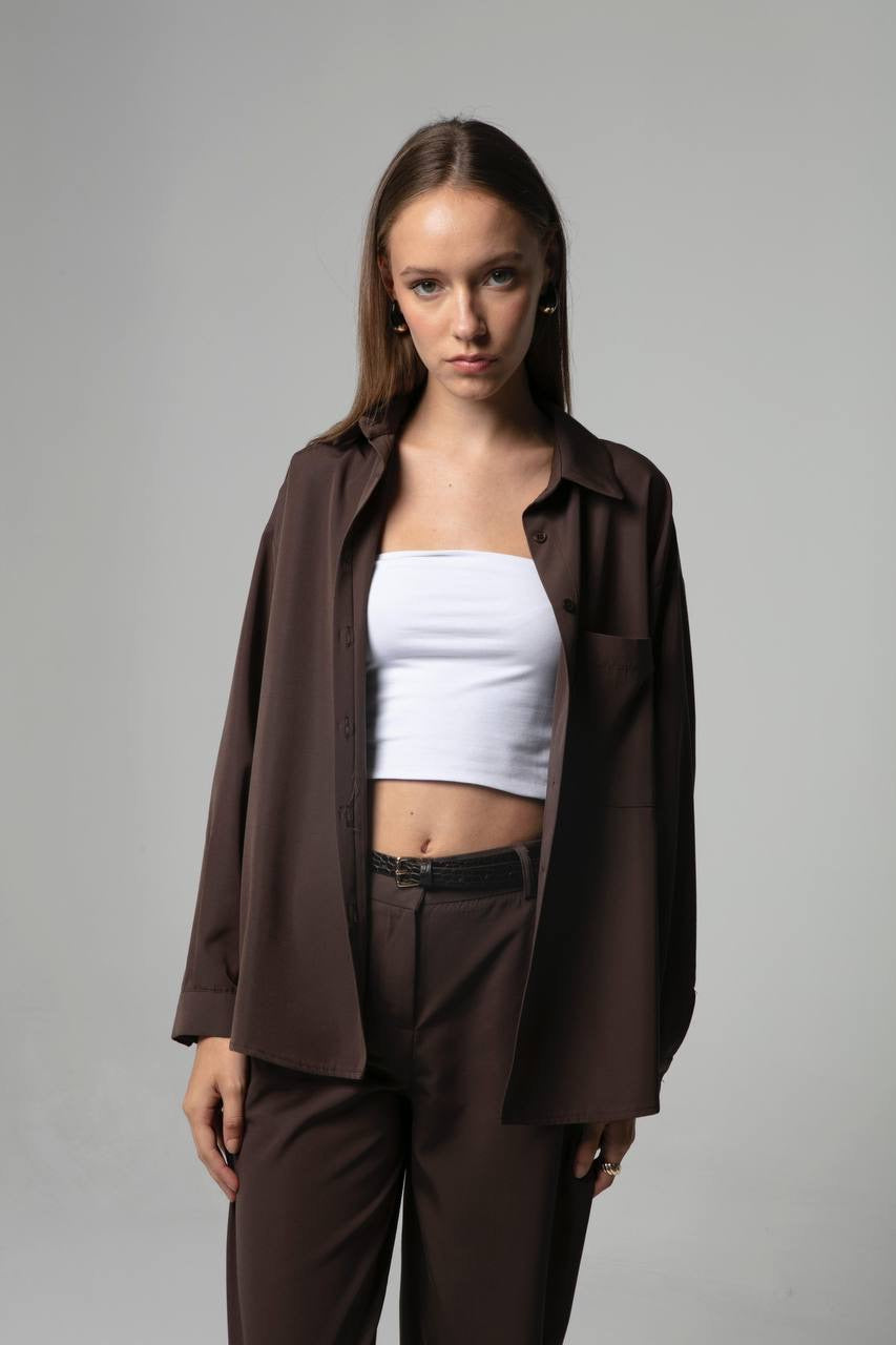 Chemise manches plissées Fumé