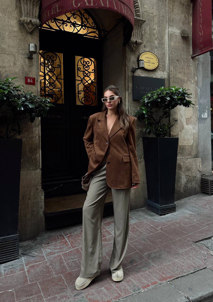 Blazer effet suède Marron