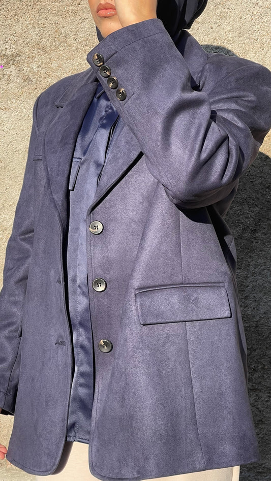 Blazer effet suède Bleu Marine
