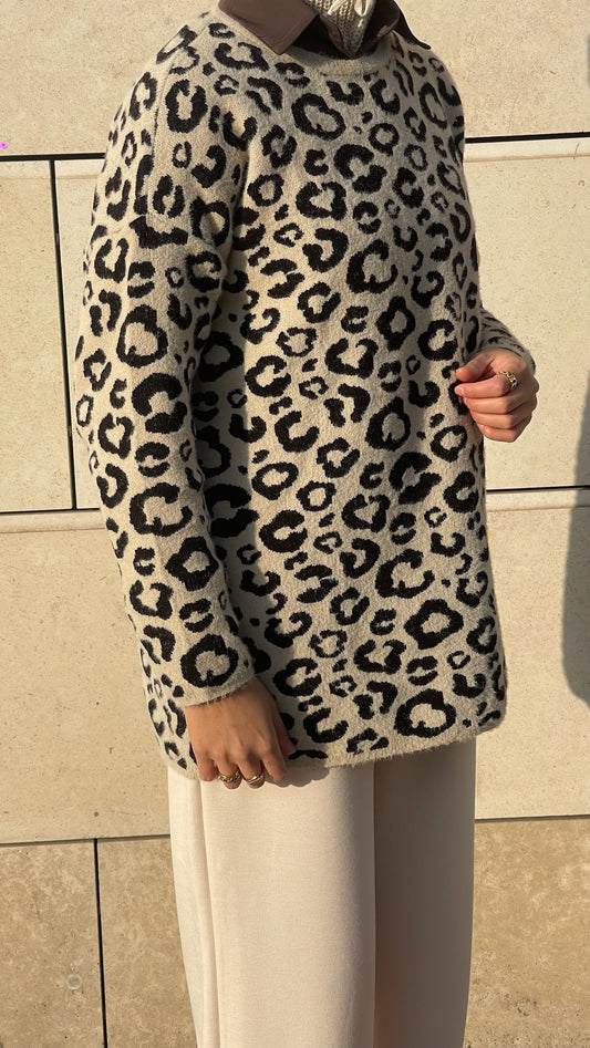 Pull à motif léopard