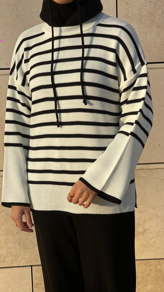 Pull basic en maille rayé